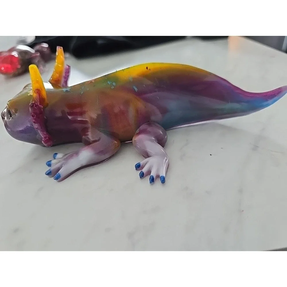 Handmade‎ Resin Axolotl  Multi Colored Decoration Gift Paper Weight. 707